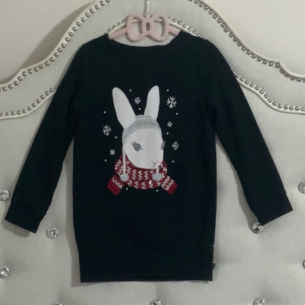 Gymboree Snow Bunny Long Sleeve Navy Tunic Sweatshirt Small (5-6)